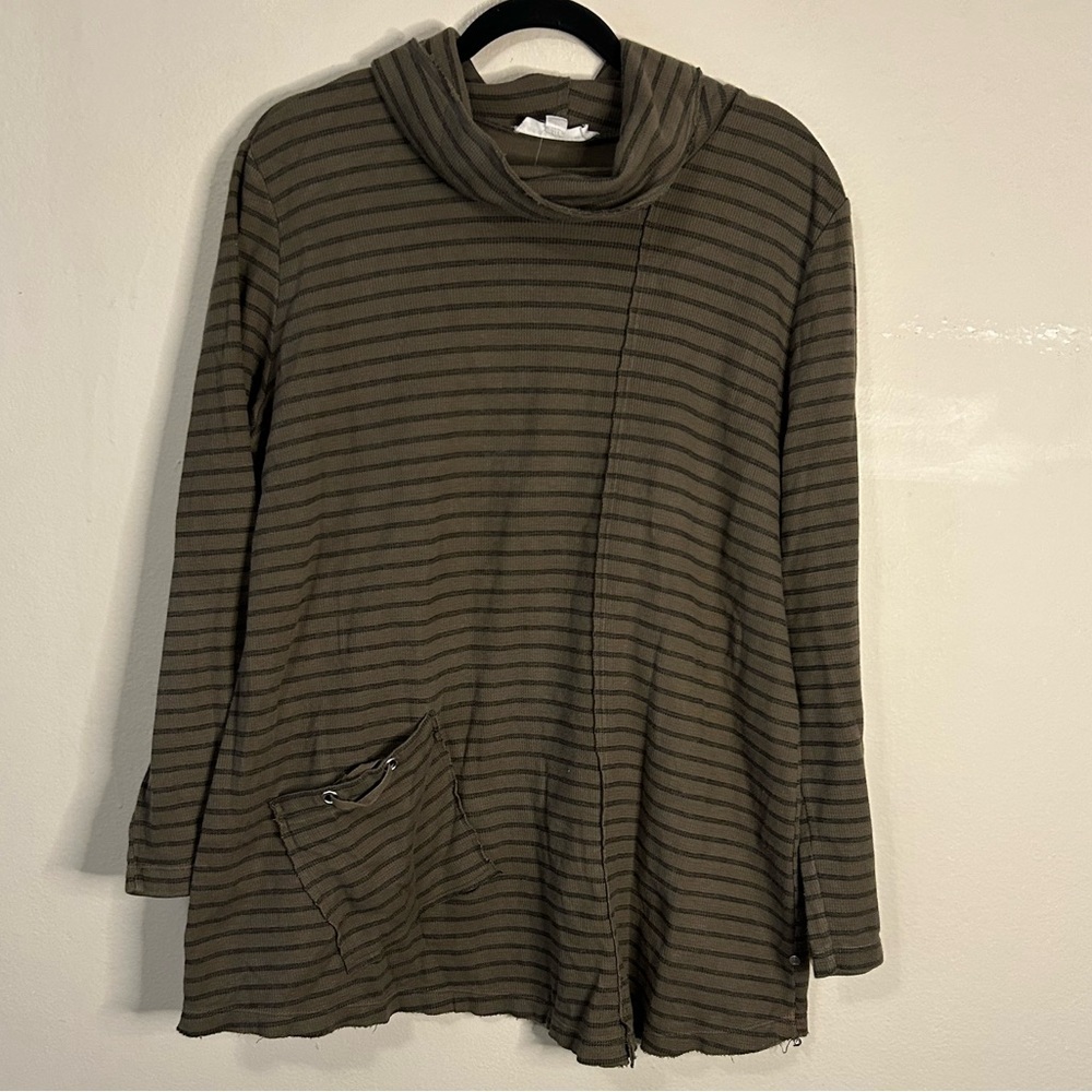 Neon Buddha Striped Cowl Neck Top